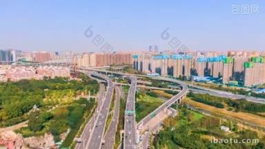 4K城市交通_河南郑州市世纪公园高架桥交通